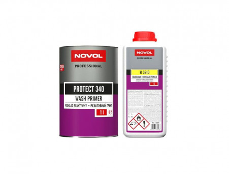 Грунт Реактивный «Novol» 2К Protect 340 Wash Primer 1+1 с Отвердителем, Красный 1л (37211)