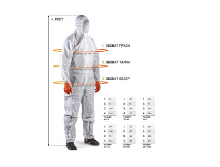 Комбинезон Малярный «Jeta Safety» Ninja JPC-75BL Многоразовый c Капюшоном, Антистатический, Полиэфир 55г/м2, XXL (JPC75BL/XXL)