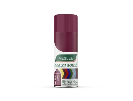 Аэрозольная Краска «Veslee» Spray Acryl Paint Акриловая, RAL 3005 Винно-Красная, 520мл