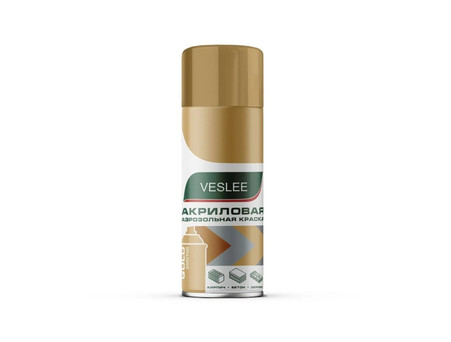 Аэрозольная Краска «Veslee» Spray Acryl Paint Металлик, Золотая, 520мл