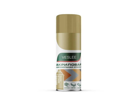 Аэрозольная Краска «Veslee» Spray Acryl Paint Металлик, Латунь, 520мл