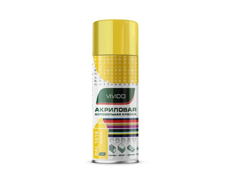 Аэрозольная Краска «Vivido» Spray Acryl Paint Акриловая, RAL1018 Желтая, 520мл