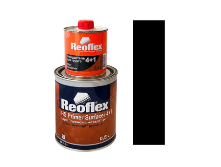 Акриловый Грунт-Наполнитель «Reoflex» 2к RX F-01 HS Primer Surfacer 4+1 с Отвердителем, Черный, 800мл