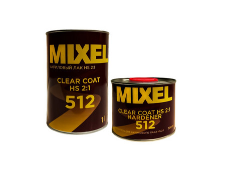 Лак Акриловый «Mixel» 2К 512 Clear Coat HS 2:1 с Отвердителем, 1л