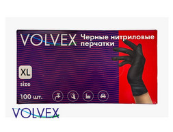 Нитриловые Перчатки «Volvex» Natrix, Одноразовые, Нескользящие, Чёрные, XL, 225мм