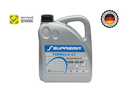 Масло Моторное «Suprema» Formula GT 10W-40 HC, Полусинтетическое, 4л (ЧЗ)