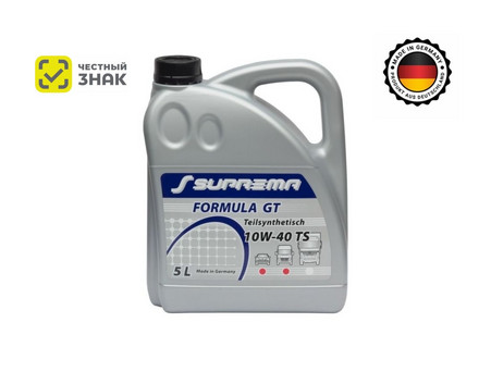 Масло Моторное «Suprema» Formula GT 10W-40 TS, Полусинтетическое, 5л (ЧЗ)